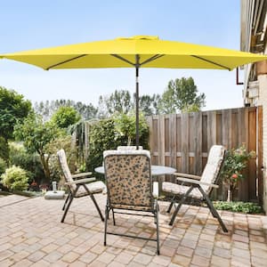 10 ft. x 6.5 ft. Rectangle Outdoor Patio Market Table Umbrella with Push Button Tilt and Crank in Yellow
