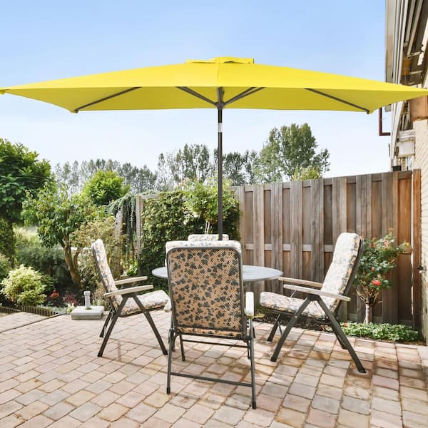 Sonkuki 10 ft. x 6.5 ft. Rectangle Outdoor Patio Market Table Umbrella with Push Button Tilt and Crank in Yellow