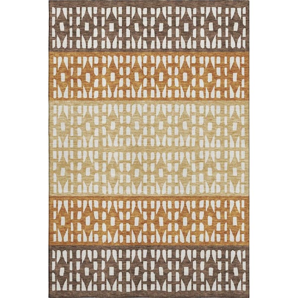 Addison Rugs Mayfield Premium Machine Washable Abstract AMF964 Coffee 3 ft. x 5 ft. Area Rug
