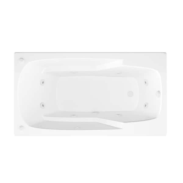 Coral Series 71 in. x 42 in. Rectangular Whirlpool Bathtub with Left Side Drain and V-Style Back Jets in Glossy White