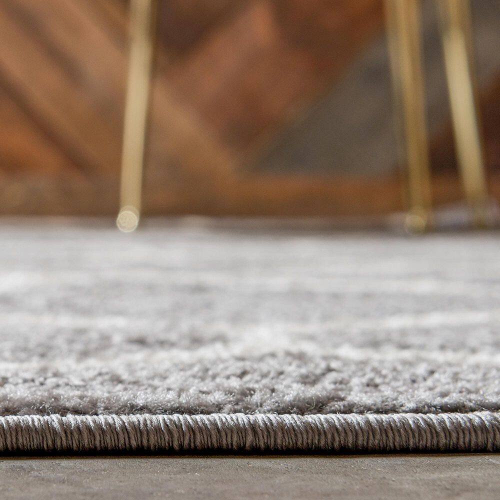 Elegant Light Gray Trellis 9' x 12' Synthetic Area Rug