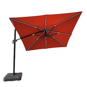 Santorini II Fiesta 10 ft. Square Cantilever Solar Patio Umbrella in Terra Cotta Sunbrella Acrylic