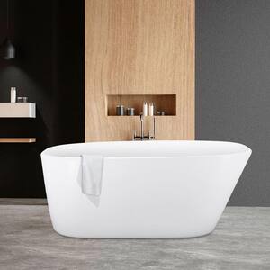 Mokleba 59 In. H Acrylic Flatbottom Single Slipper Bathtub Freestanding ...