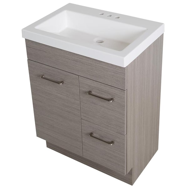 Glacier Bay Jayli 24 In W X 17 In D X 34 In H Bath Vanity In Haze With Cultured Marble Vanity Top In White With White Sink Ja24p2 He The Home Depot