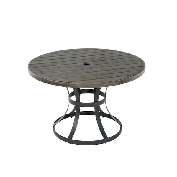 Best Quality Furniture Windy 48 in. Gray Polywood Wood Circle Standard Height Outdoor Dining Table