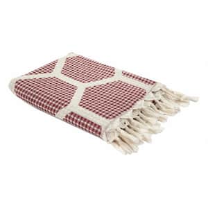 Charlie Red Geometric Cotton Throw Blanket
