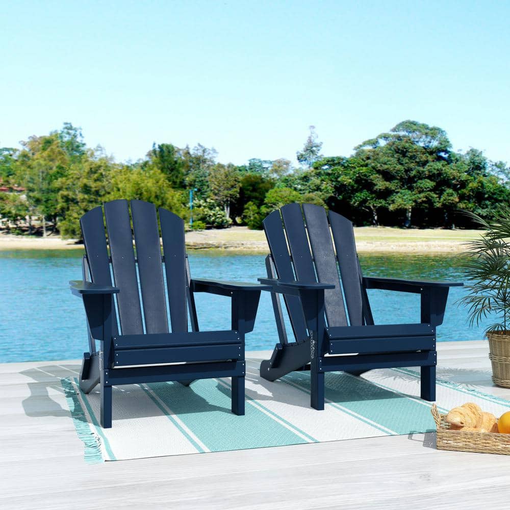 WESTIN OUTDOOR Addison Navy Blue Folding Plastic Outdoor Adirondack