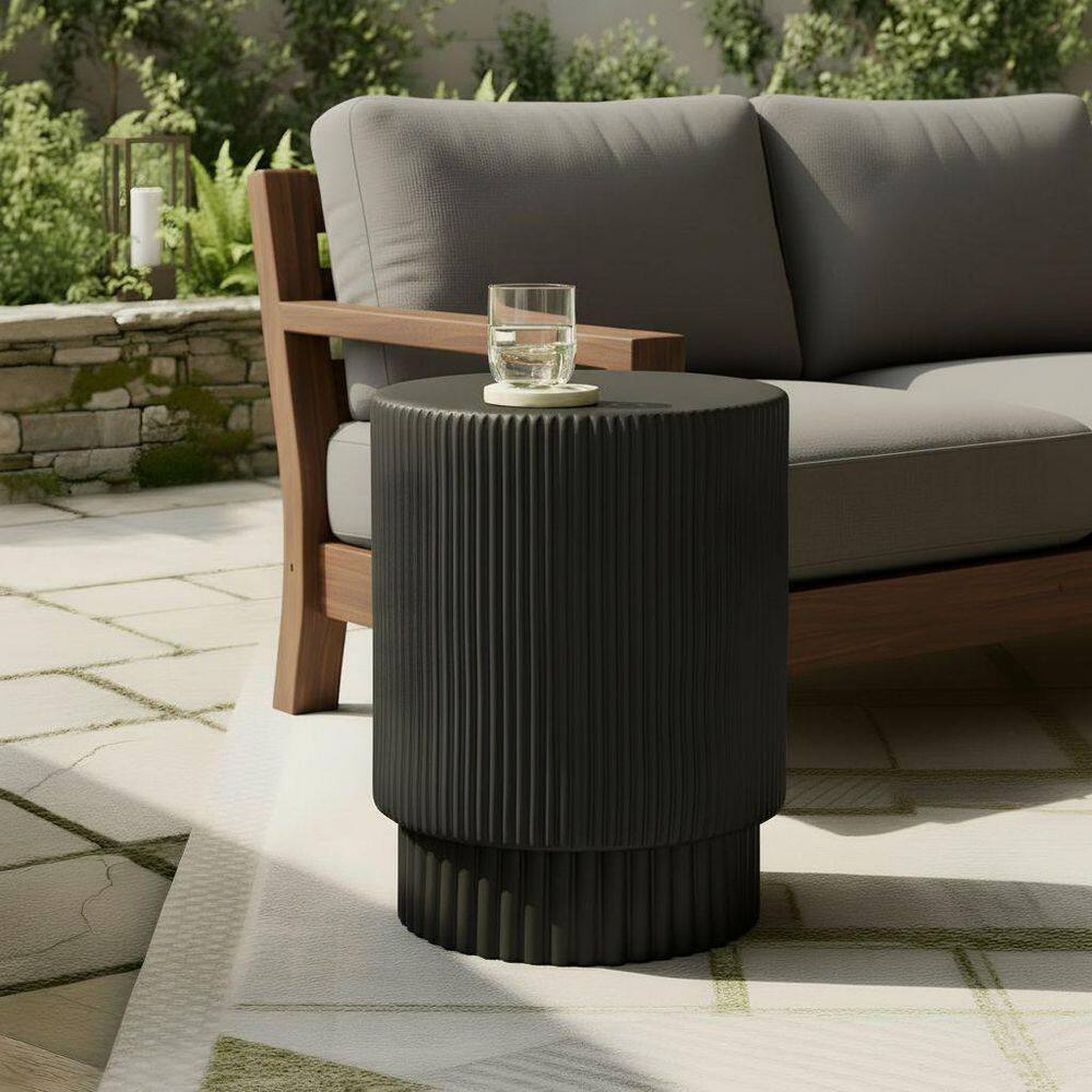 Chloe Black Round Magnesium Oxide (MGO) Indoor/Outdoor Patio Accent Side Table price history on PriceWatchPro