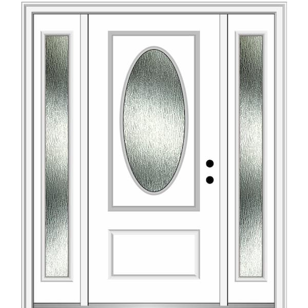 MMI Door 60 in. x 80 in. Left-Hand Inswing Rain Glass Primed Fiberglass Prehung Front Door on 4-9/16 in. Frame