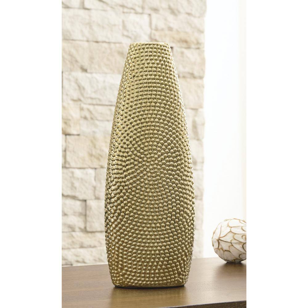 Gold Textured Ceramic Table Vase
