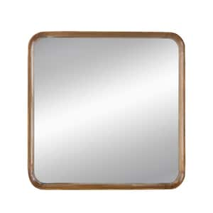 Square 32 in. W x 32 in. H Rectangular Framed Wall Bathroom Vanity Mirror in Brown for Living Room Bathroom Entryway