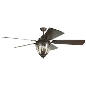 Olivier 70 in. Indoor/Outdoor Aged Bronze Textured Ceiling Fan, Integrated LED Light and Remote/Wall Control Included
