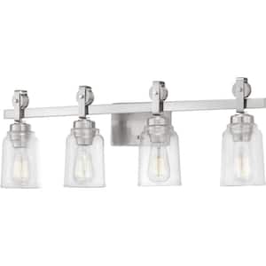 Knollwood 4-Light Brushed Nickel Vanity Light with Clear Glass Shades