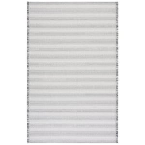 Augustine Ivory/Dark Gray 5 ft. x 8 ft. Striped Area Rug