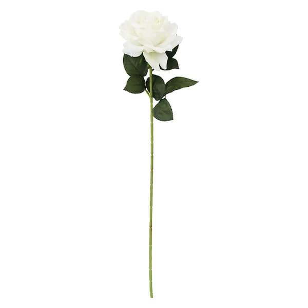 LIVING LUXURY 30 in. Large Cream White Artificial Velvet Rose Flower Stem Spray (Set of 3)