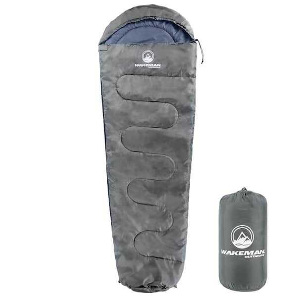 Wakeman Outdoors Gray Mummy Sleeping Bag Adult Cold Weather Sleeping Bag Rated to 10 F Waterproof with Drawstring Hood 75 CMP1163 The Home Depot