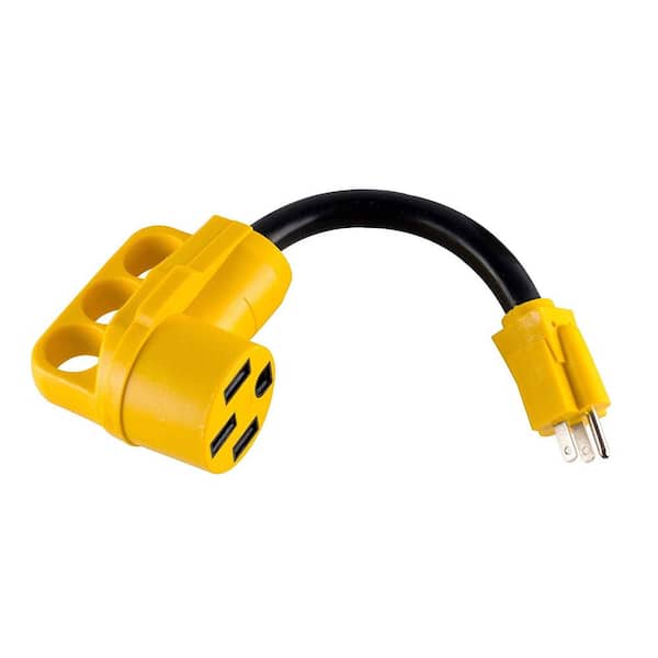 Dogbone RV/Electrical Adapter 15 Amp Male to 50 Amp Female with Handle for Easy Removal