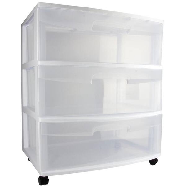 2 PACK Cart 3 Drawer Storage Boxes Sterilite Home Organizer Room Cart Cabinet 