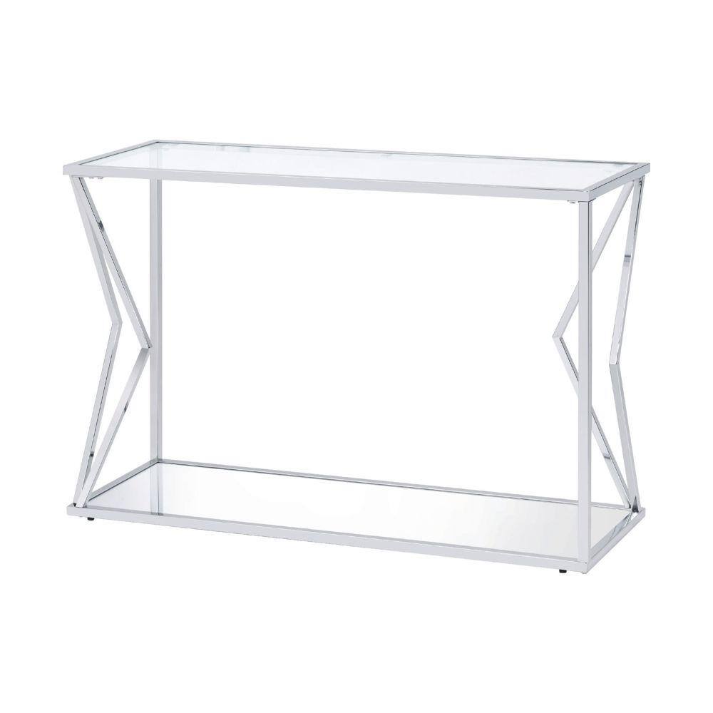 Benjara 14 in. Silver Rectangular Glass End Table with 1Shelf BM250392