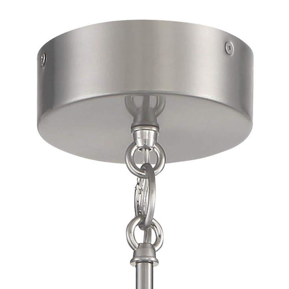 Brushed Nickel and Sand Coal 12-Light Chandelier with Clear Ribbed Glass Shades