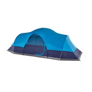 12-Person 3 Season Easy Up Camping Dome Tent, Mesh Wall and Rainfly, Blue