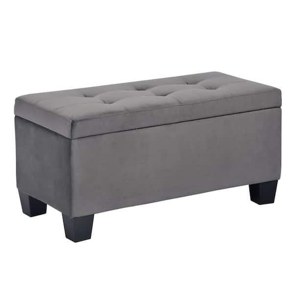 Zahra tufted fabric store storage ottoman