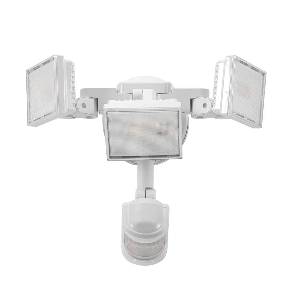 White Triple-Head LED Motion Sensor Security Floodlight