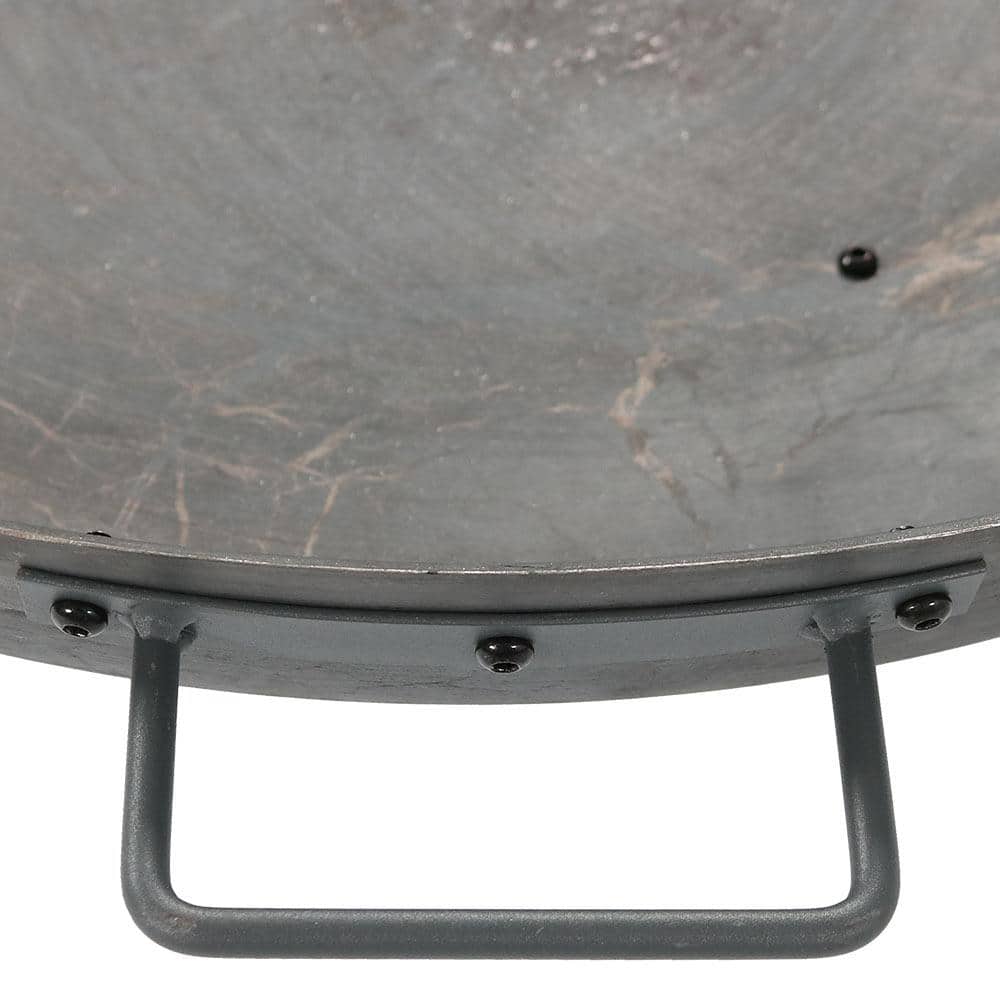 30-Inch Gray Cast Iron Wood-Burning Fire Pit with Steel Finish
