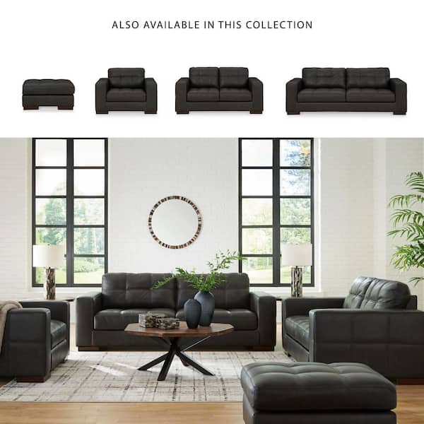 Signature DESIGN BY ASHLEY Luigi Black Leather Rectangle Cocktail