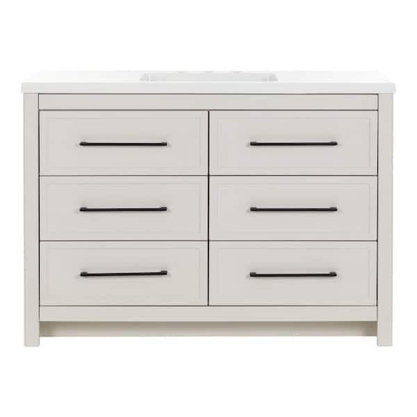 Hailey 49 in. Single Sink Soft Beige Bath Vanity with White Cultured Marble Top (Assembled)