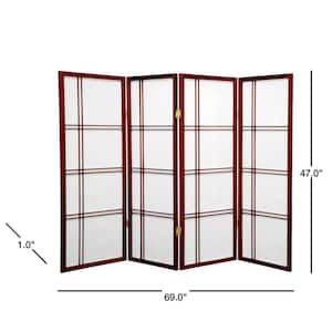 4 ft. Short Double Cross Shoji Screen - Rosewood - 4 Panels