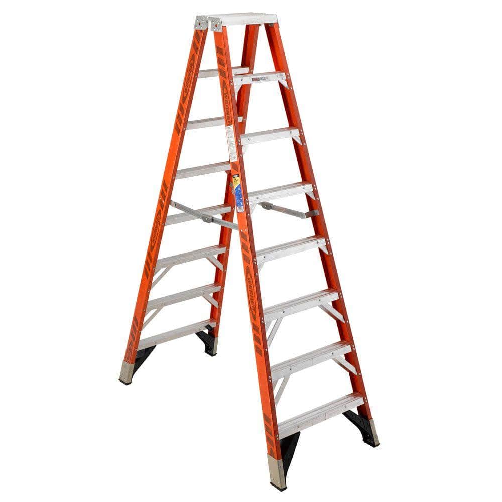 Werner 12 ft. Fiberglass Twin Step Ladder with 375 lb. Load Capacity Type  IAA Duty Rating T7412 - The Home Depot