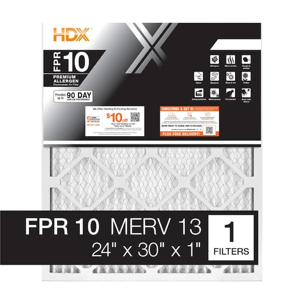 HDX 24 in. x 30 in. x 1 in. Premium Pleated Air Filter FPR 10, MERV 13