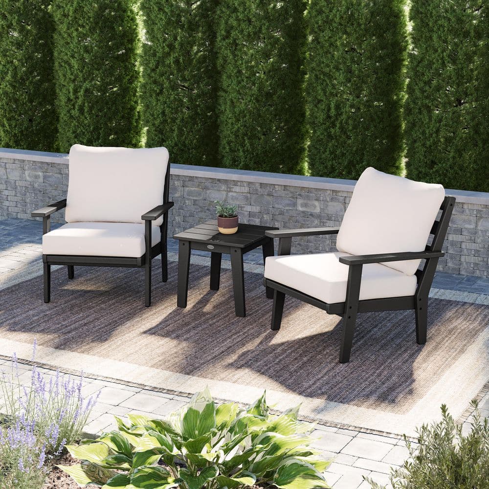 POLYWOOD Grant Park Black 3-Piece Plastic Patio Deep Seating