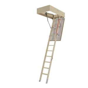 LWF60 Fire-Rated Insulated Wood Attic Ladder 7 ft. 8-1/2 in.-9 ft. 2 in., 25 in. x 47 in. with 375 lbs. Load Capacity