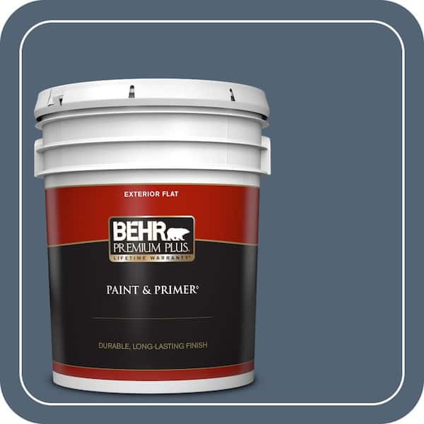 BEHR PREMIUM PLUS 5 gal. #T17-17 Midnight Show Flat Exterior Paint & Primer
