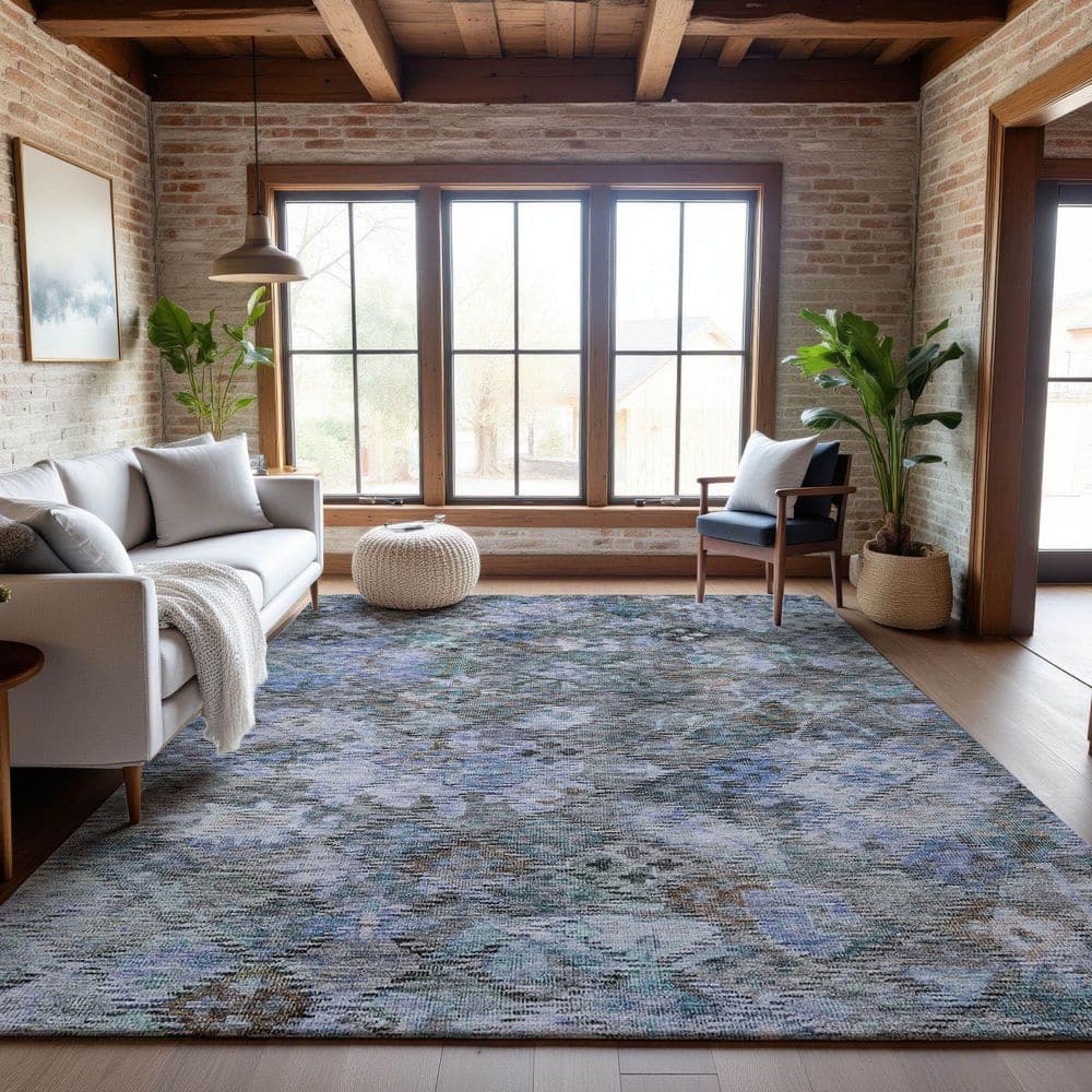 Mayfield Premium Machine Washable Abstract AMF1109 Blue 3 ft. x 4 ft. Area Rug price history on PriceWatchPro