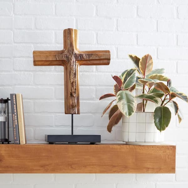 Litton Lane Brown Teak Wood Cross