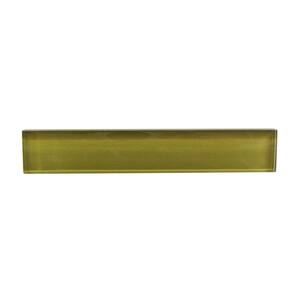 Retro Glossy Green 1 in. x 6 in. x 8 mm. Glass Backsplash Accessory Tile (24-Pack/Case)