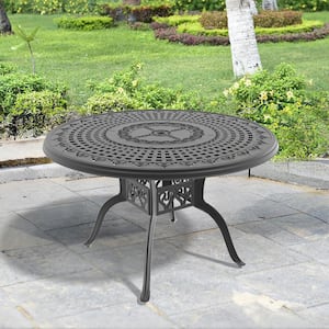 47.24 in Cast Aluminum Patio Dining Round Table