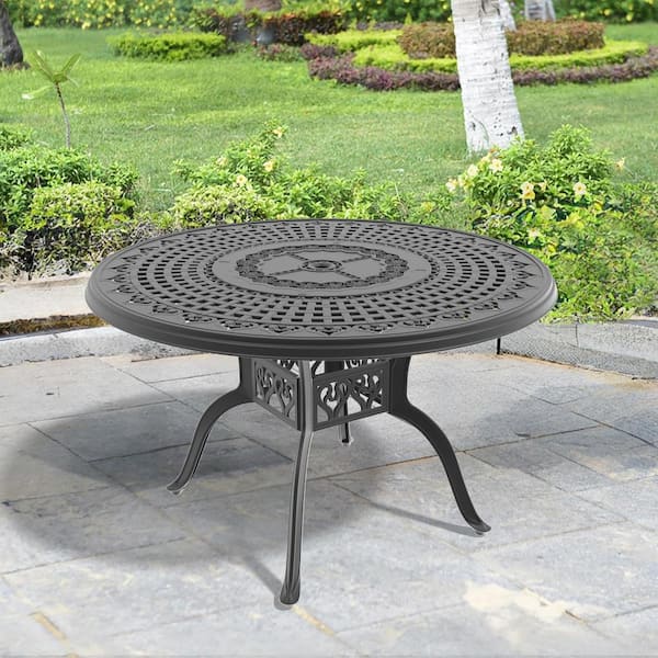 Willit 47.24 in Cast Aluminum Patio Dining Round Table