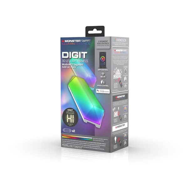 2-Light Panel Add-On Pack, Smart Digit 3D Multi-Color LED Wall Light, Art White, Requires Starter Pack Not Included