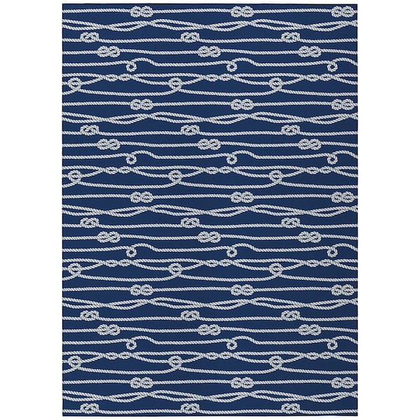 Harpswell Blue 5 ft. x 7 ft. 6 in. Geometric Indoor/Outdoor Area Rug