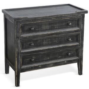 28 in. Black Rectangular Wooden Top End Table