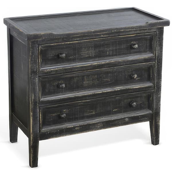 Benjara 28 in. Black Rectangular Wooden Top End Table