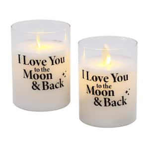 Battery Operated LED Candles - I Love You to the Moon and Back (Set of 2)