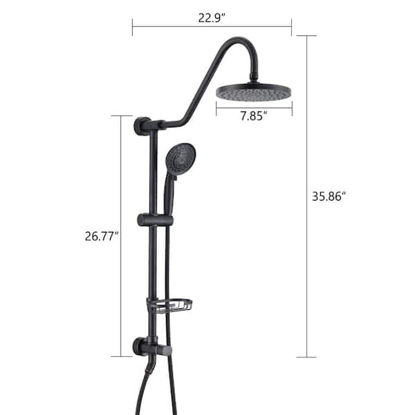 5-Spray Round Handshower Shower Head with Handheld Shower System in Oil-Rubbed Bronze