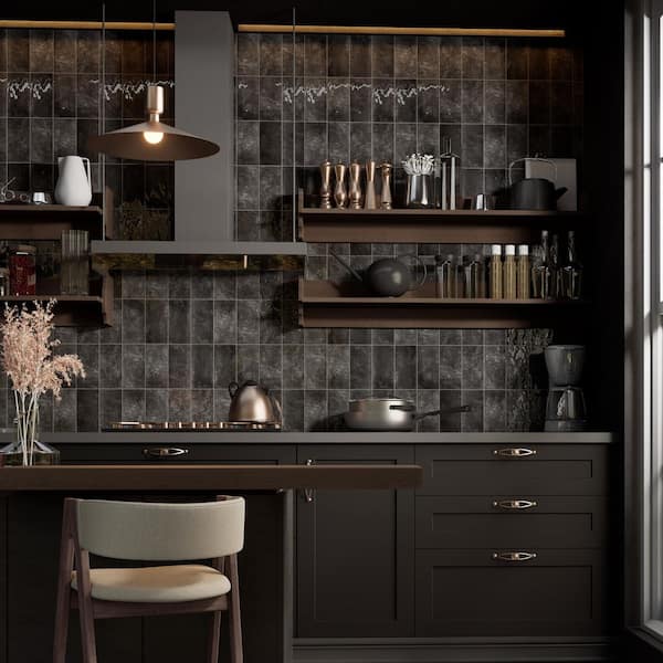 Merola Tile Camden Nero 4 in. x 8 in. Ceramic Wall Tile (11.5 sq