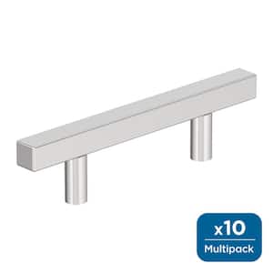 Bar Pulls Square 3 in. (76mm) Modern Polished Chrome Bar Cabinet Pull (10-Pack)