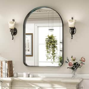 Black 23.6 in. W x 36 in. H Modern Arched Aluminum Alloy Deep Framed Wall Mirror